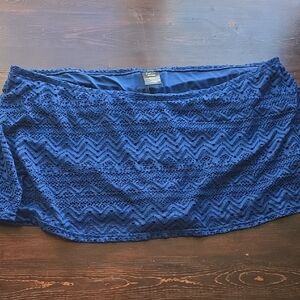 Catalina Plus Size Blue Crochet Swim Skirt Bottom 3X (22W-24W)